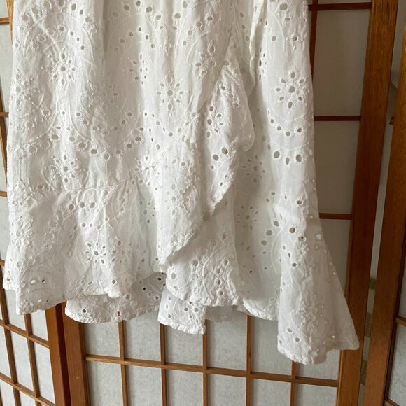 Japna Cotton Eyelet Short Sleeve Wrap Dress - Boho Fairy Cottagecore - Picture 4 of 7